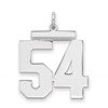 Sterling Silver/Rhodium-plated Polished Number 54 Charm