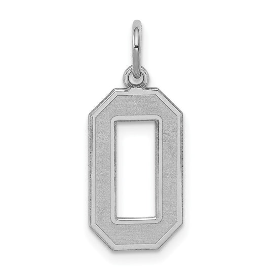 Sterling Silver/Rhodium-plated Satin Number 0 Charm