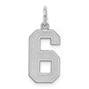 Sterling Silver/Rhodium-plated Satin Number 6 Charm