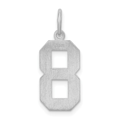 Sterling Silver/Rhodium-plated Satin Number 8 Charm