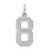 Sterling Silver/Rhodium-plated Satin Number 8 Charm