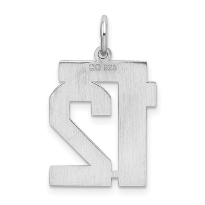 Sterling Silver/Rhodium-plated Satin Number 12 Charm