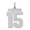 Sterling Silver/Rhodium-plated Satin Number 15 Charm