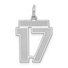 Sterling Silver/Rhodium-plated Satin Number 17 Charm