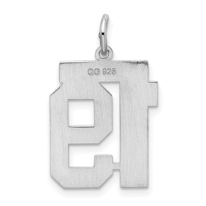 Sterling Silver/Rhodium-plated Satin Number 19 Charm