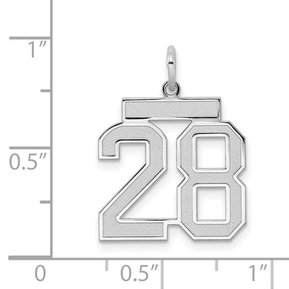 Sterling Silver/Rhodium-plated Satin Number 28 Charm