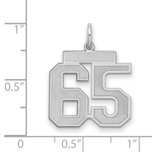 Sterling Silver/Rhodium-plated Satin Number 65 Charm