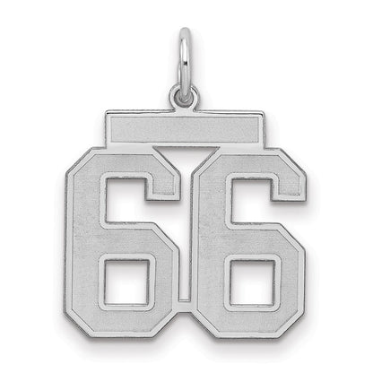 Sterling Silver/Rhodium-plated Satin Number 66 Charm