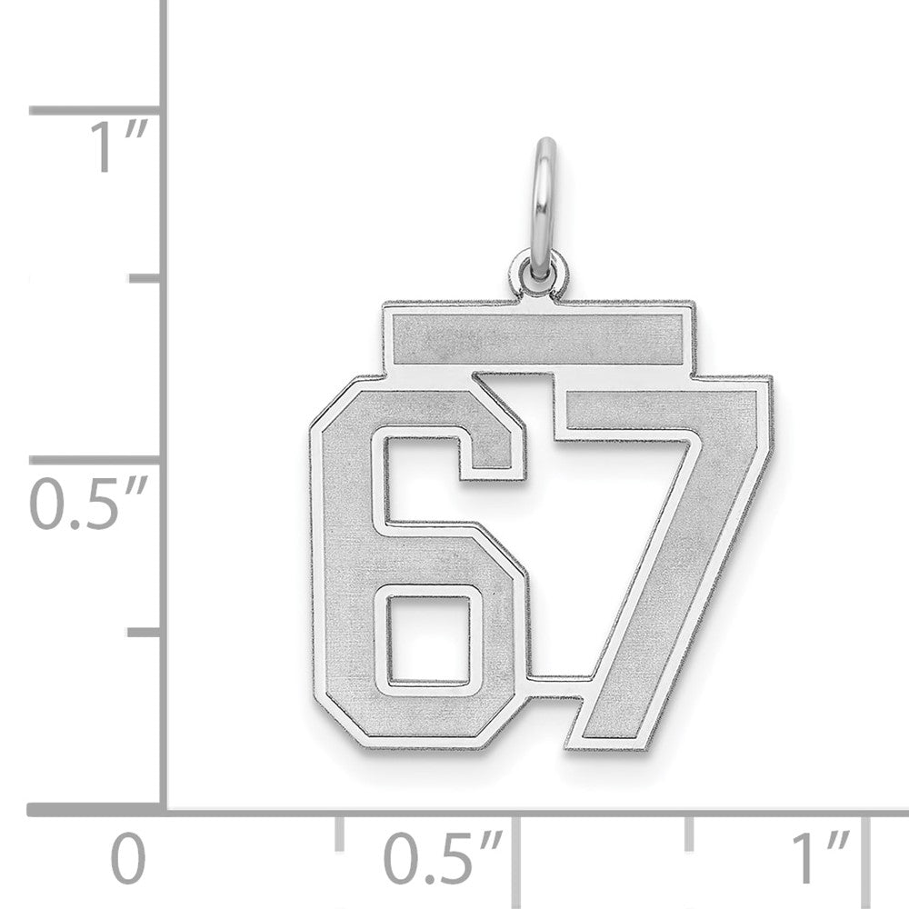Sterling Silver/Rhodium-plated Satin Number 67 Charm