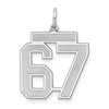 Sterling Silver/Rhodium-plated Satin Number 67 Charm