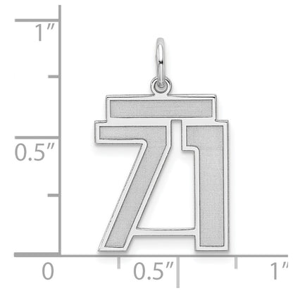 Sterling Silver/Rhodium-plated Satin Number 71 Charm