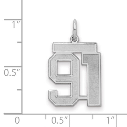 Sterling Silver/Rhodium-plated Satin Number 91 Charm