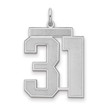 Sterling Silver/Rhodium-plated Satin Number 31 Charm