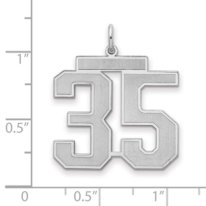 Sterling Silver/Rhodium-plated Satin Number 35 Charm