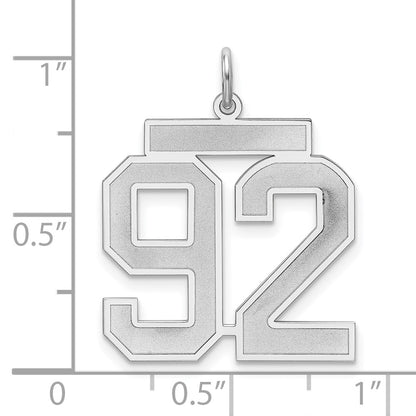 Sterling Silver/Rhodium-plated Satin Number 92 Charm