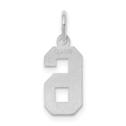 Sterling Silver/Rhodium-plated Satin Number 6 Charm