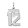Sterling Silver/Rhodium-plated Satin Number 12 Charm