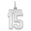 Sterling Silver/Rhodium-plated Satin Number 15 Charm