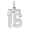 Sterling Silver/Rhodium-plated Satin Number 16 Charm