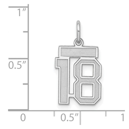 Sterling Silver/Rhodium-plated Satin Number 18 Charm