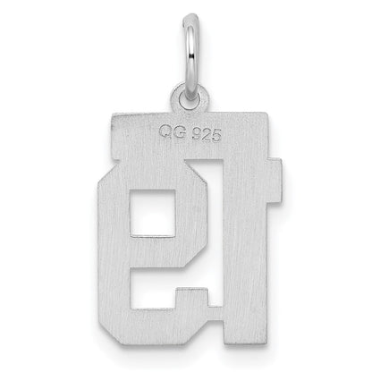 Sterling Silver/Rhodium-plated Satin Number 19 Charm