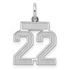 Sterling Silver/Rhodium-plated Satin Number 22 Charm