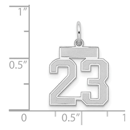 Sterling Silver/Rhodium-plated Satin Number 23 Charm