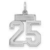 Sterling Silver/Rhodium-plated Satin Number 25 Charm
