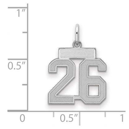 Sterling Silver/Rhodium-plated Satin Number 26 Charm