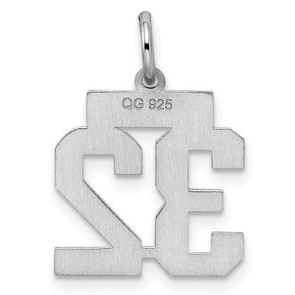 Sterling Silver/Rhodium-plated Satin Number 32 Charm