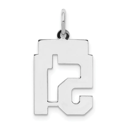 Sterling Silver/Rhodium-plated Satin Number 51 Charm
