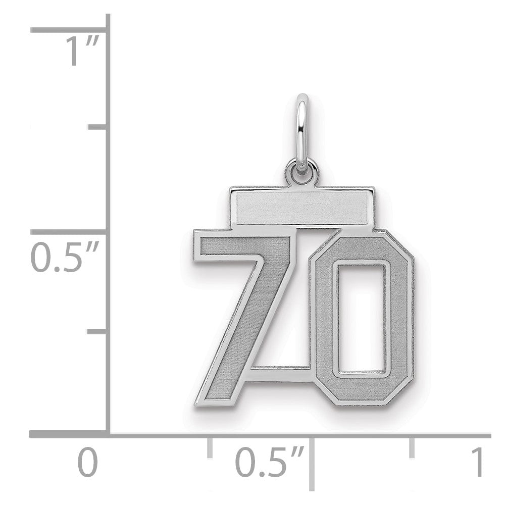 Sterling Silver/Rhodium-plated Satin Number 70 Charm