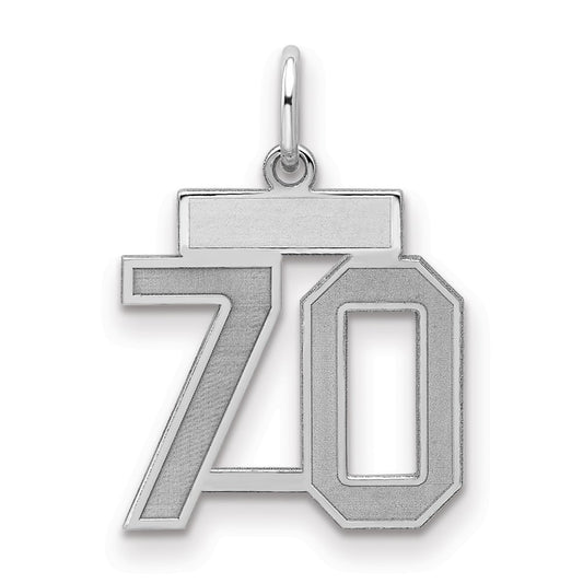 Sterling Silver/Rhodium-plated Satin Number 70 Charm