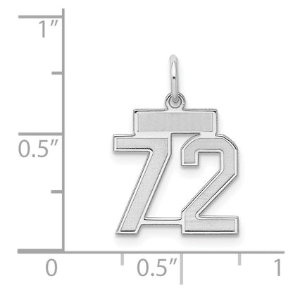 Sterling Silver/Rhodium-plated Satin Number 72 Charm