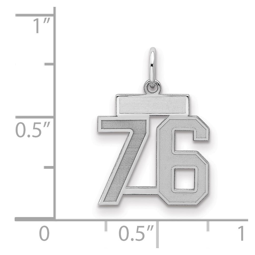 Sterling Silver/Rhodium-plated Satin Number 76 Charm