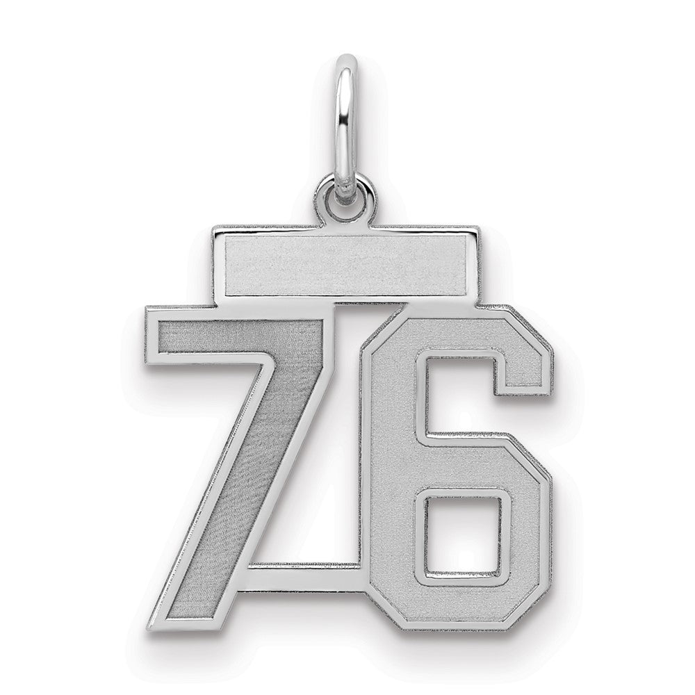 Sterling Silver/Rhodium-plated Satin Number 76 Charm