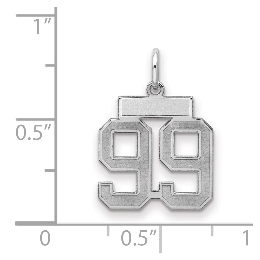 Sterling Silver/Rhodium-plated Satin Number 99 Charm