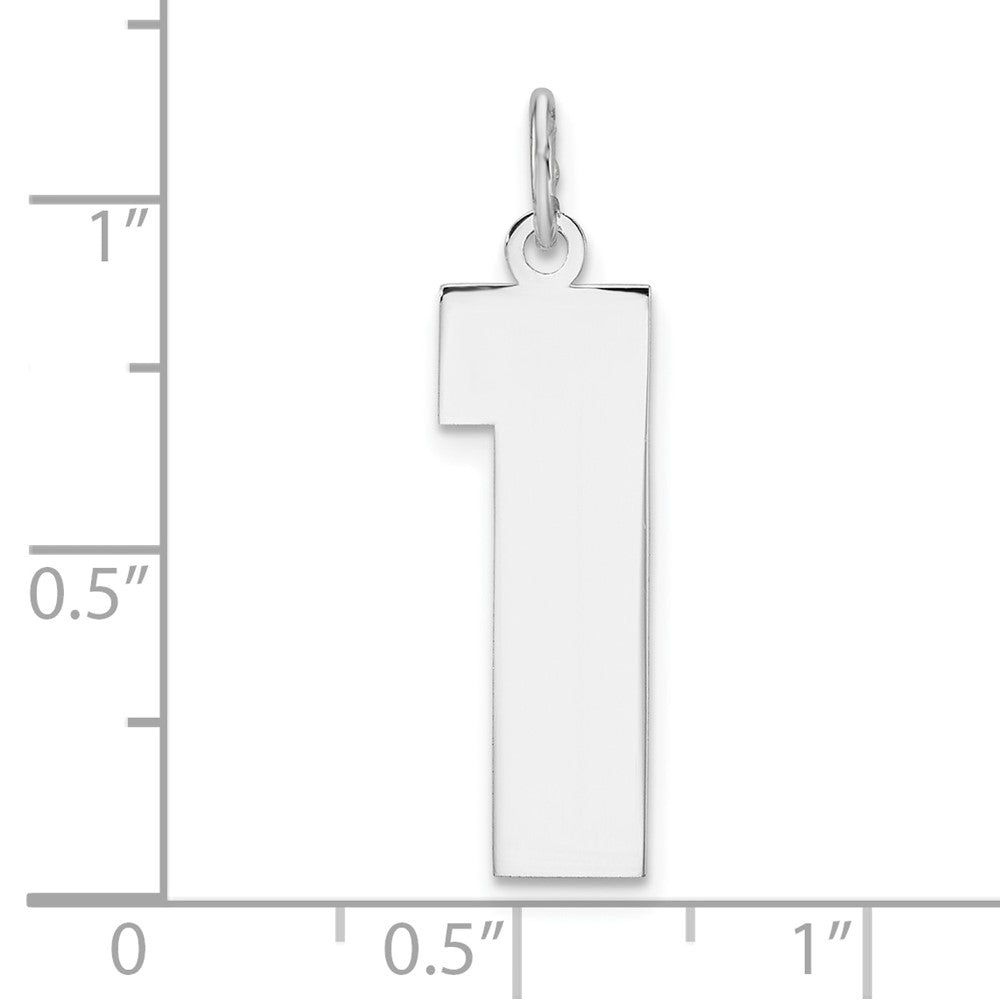 Sterling Silver/Rhodium-plated Polished Number 1 Charm