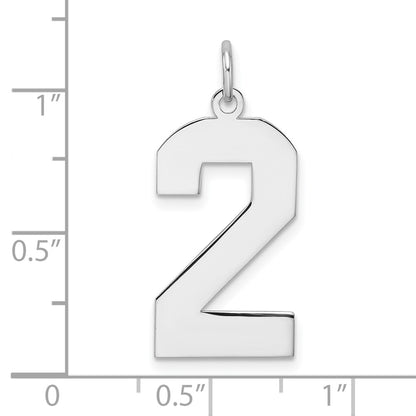 Sterling Silver/Rhodium-plated Polished Number 2 Charm