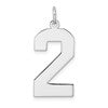 Sterling Silver/Rhodium-plated Polished Number 2 Charm