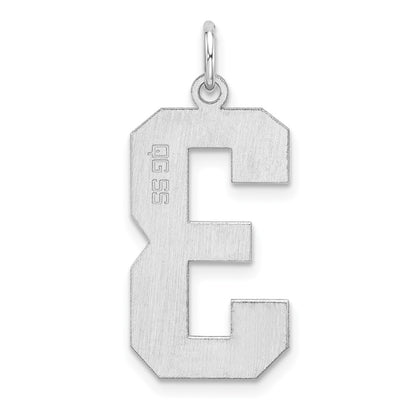 Sterling Silver/Rhodium-plated Polished Number 3 Charm