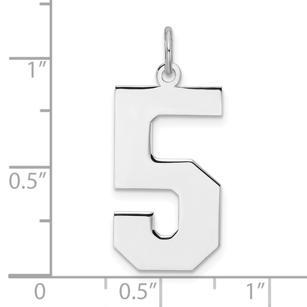 Sterling Silver/Rhodium-plated Polished Number 5 Charm