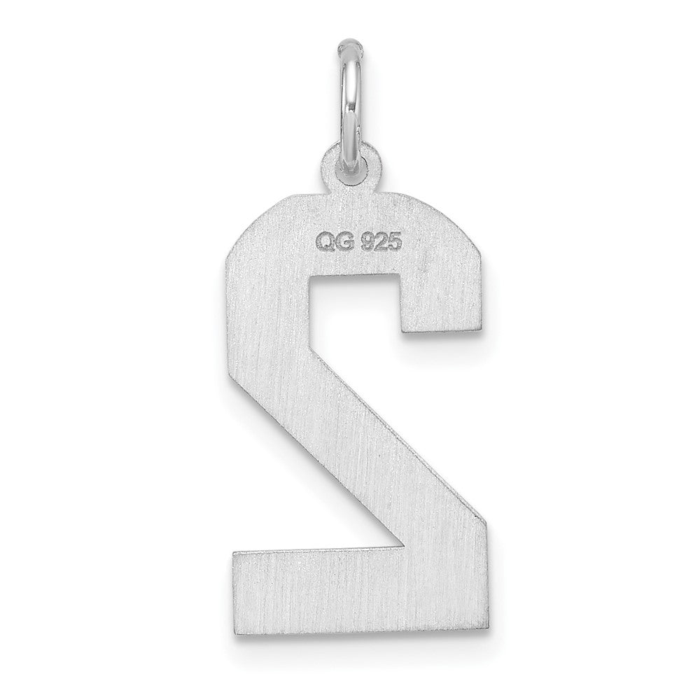 Sterling Silver/Rhodium-plated Satin Number 2 Charm