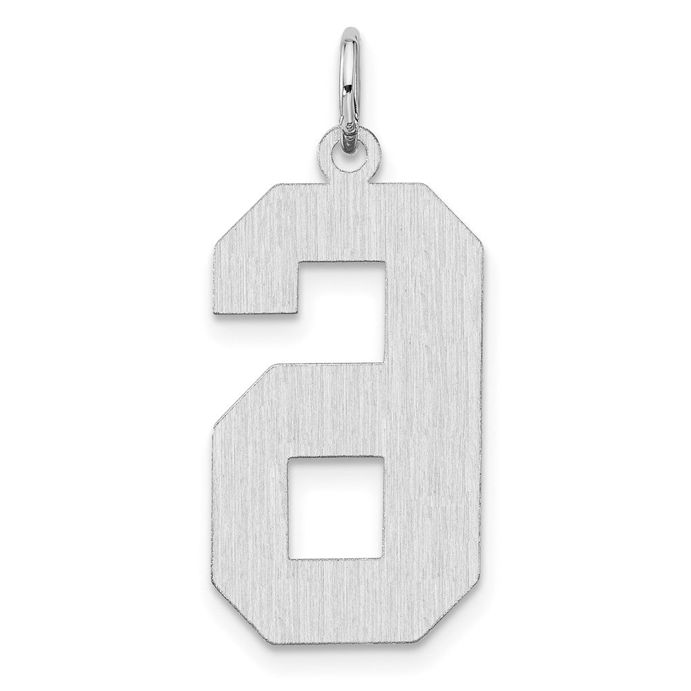 Sterling Silver/Rhodium-plated Satin Number 6 Charm
