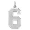 Sterling Silver/Rhodium-plated Satin Number 6 Charm