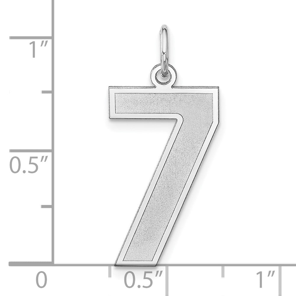 Sterling Silver/Rhodium-plated Satin Number 7 Charm
