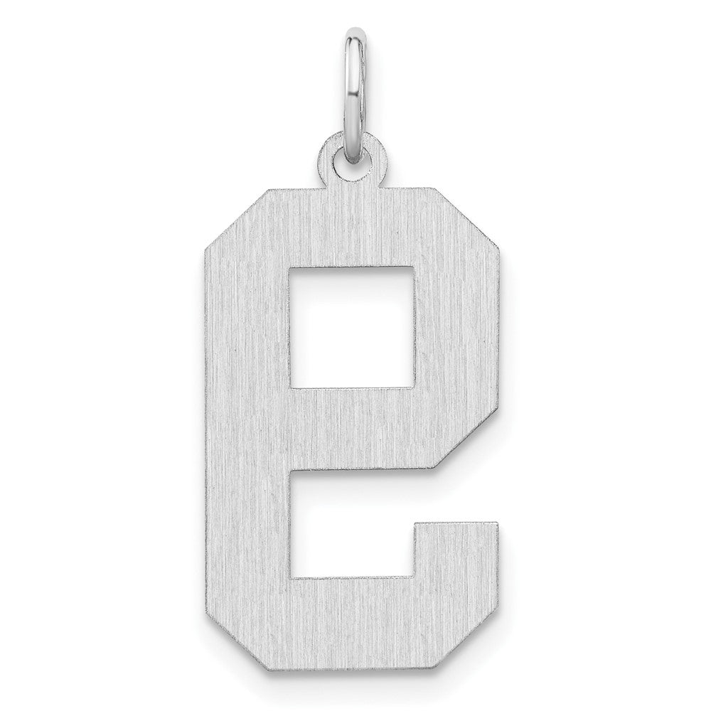 Sterling Silver/Rhodium-plated Satin Number 9 Charm