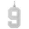 Sterling Silver/Rhodium-plated Satin Number 9 Charm