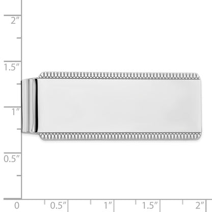Sterling Silver Rhodium-plated Satin Front Satin Back Money Clip