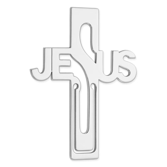 Sterling Silver Rhodium-plated Jesus Cross Bookmark